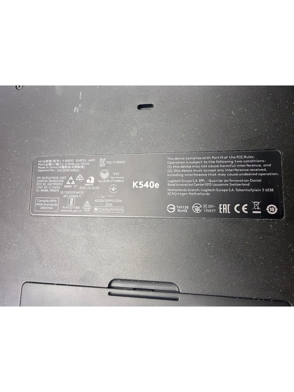 Logitech K540e Wireless Keyboard - no dongle